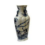 Chinese Light Almond Porcelain Eight Immortal Graphic Flat Body Vase ws3000S