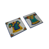 Oriental Dress Graphic Square Porcelain Coaster / Tile 2 Pcs ws2685S