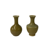 2 x Chinese Clay Ceramic Ware Wu Tan Taupe Color Small Vase ws2812S