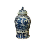 Chinese Blue & White Kirin Scenery Porcelain Large Temple General Jar ws2867S