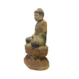Rustic Wood Sitting Gautama Amitabha Shakyamuni Buddha Statue ws2737S