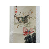 Chinese Color Ink Water Ducks Flower Pond Scroll Painting Wall Art ws1972S