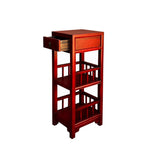 Oriental Brick Red Color Drawer Open Shelves Slim Chest Cabinet Stand cs7575S