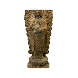 Chinese Rustic Wood Standing Gautama Amitabha Shakyamuni Buddha Statue ws2738S