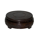 3" Oriental Motif Brown Wood Round Table Top Stand Riser ws2894AS