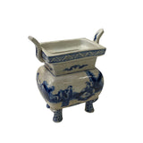 Blue White Oriental Scenery Ding Shape Incense Holder Porcelain Pot ws2065S