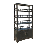 Chinese Distressed Black Display Bookcase Curio Cabinet cs7279S
