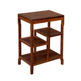 Chinese Huali Light Brown Rectangular Curio Display Stand Side Table cs7580S
