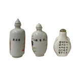 3 x Chinese Porcelain Snuff Bottle Rooster 18 Lohons Fishing Graphic ws2462S