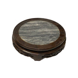 6.25" Oriental Brown Wood Marble Round Table Top Stand Riser ws2902AS