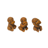 Chinese 3 Pieces Wood Carved Mini Monkey Figures ws2366S