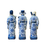 Chinese Distressed Blue White Color Fengshui Fok Lok Shao Figure Set ws2079S