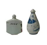 2 x Chinese Porcelain Snuff Bottle Blue White Color Scenery Graphic ws2457S