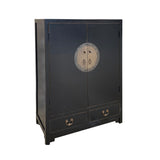 Asian Black Color Moon Face Hardware Side Table Shoes Cabinet cs7484S