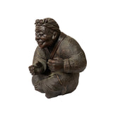 Chinese Distressed Brown Rough Marks Ceramic Clay Man Art Figure ws2472S