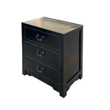 Distressed Black 3 Drawers Oriental End Table Nightstand cs7496S