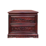 Chinese Oriental Suan Zhi Rosewood Flowers Motif End Table Nightstand cs7506S