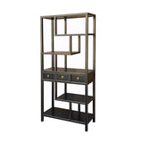 Oriental Black Lacquer Two Sided Display Curio Cabinet Room Divider cs7390S