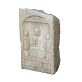 Chinese Distressed Brown White Stone Carved Buddhas Display Statue cs7365S