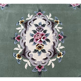 Rectangular Corduroy Green Gray Floral Motif Graphic Wool Rug Carpet cs7548S