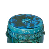 Chinese Green Blue Round Dragon Clay Garden Stool Table cs7277S