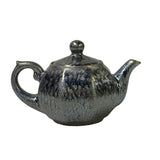 Chinese Jianye Clay Silver Black Glaze Decor Teapot Display Art ws2672S