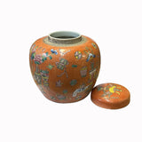 Oriental Orange Base Flower Vases Graphic Porcelain Round Jar ws2563S