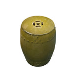 Oriental Double Coin Pattern Mustard Green Porcelain Round Stool ws2719S