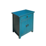 Distressed Bolection Blue One Drawer Simple End Table Nightstand cs7445S