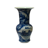 Vintage Chinese Blue White Porcelain Scenery Wide Mouth Vase ws2512S