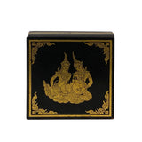 Black Golden Thai Lady Graphic Square Storage Accent Box ws2639S