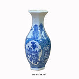 Lot of 2 Chinese Blue White Porcelain Hexagon Flowers Graphic Small Vase ws2035S