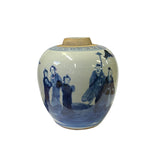 Oriental Handpaint People Small Blue White Porcelain Ginger Jar ws2330S