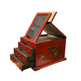 Chinese Oriental Red Dragon Phoenix Mirror Rectangular Jewelry Box ws2531BS
