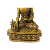 Chinese Distressed Bronze Color Metal Sitting Lotus Buddha Statue ws2122S