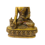 Chinese Distressed Bronze Color Metal Sitting Lotus Buddha Statue ws2122S
