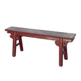 Vintage Brick Red Rural Village Rustic Slim Wood Seating Bench cs7359S