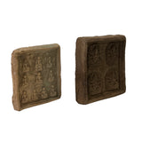 Set of 2 Small Chinese Oriental Clay Buddhas Theme Plaque Display ws2407S