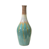 Round Shape Handmade Ceramic Turquoise Bamboo Decor Vase ws2536S