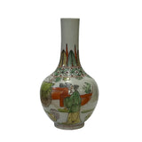 Chinese Distressed Off White Crackle Color Graphic Small Vase ws2960S
