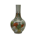 Chinese Distressed Off White Crackle Color Graphic Small Vase ws2960S
