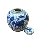 Hand-paint Foo Dogs Lions Blue White Porcelain Ginger Jar ws2537S