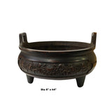 Oriental Vintage Finish Metal Flower Motif Incense Burner Accent ws2074S