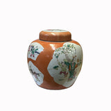 Oriental Orange Base Scenery Graphic Porcelain Round Jar ws2561S