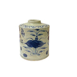 Chinese Distressed Beige Tan Porcelain Blue Birds Graphic Vase ws2842S
