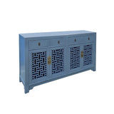 Asian Gray Shutter Doors Hardware Sideboard Credenza Console Cabinet cs7519S