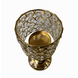 Round Clear Beads Chandelier Look Golden Metal Table Top Candle Holder ws1512S