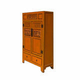 Chinese Fujian Distressed Orange Relief Carving Storage TV Cabinet cs7136S