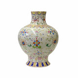 Chinese White Base Porcelain Hand-painted Flower Color Graphic Vase ws1828S