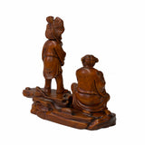 Chinese Oriental Wood Artistic Golden Kids Carving Display Figure Art ws1843S